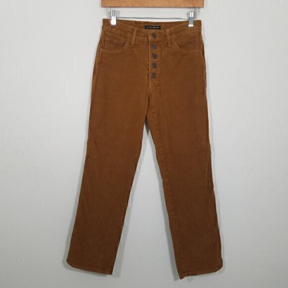 Lucky Brand Corduroy Mid Rise Authentic Straight Crop Pants Button Fly Size 2/26